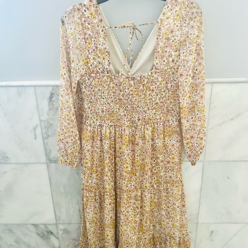 Women’s cottagcore Sincerely Jules PRARIE boho smocked midi dress medium EASTER - Picture 2 of 4